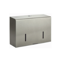 Twin micro jumbo roll dispenser, brushed stainless steel