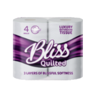 Bliss Luxury 3 ply, toilet rolls, 10 x 4